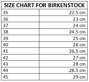 birkenstock size guide